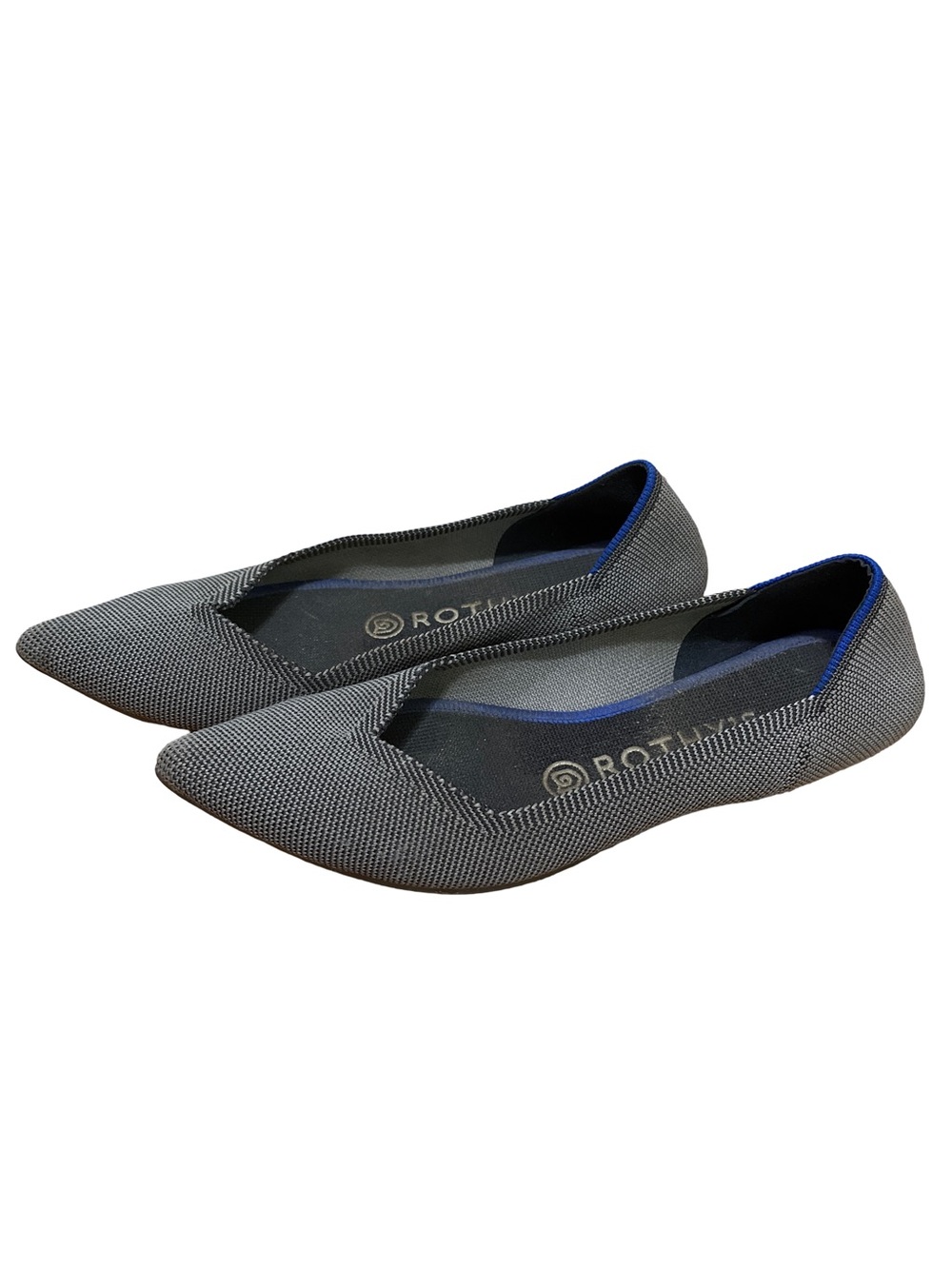 Rothy’s The Point Women’s 7 Gray Blue Trim Knit Flats Retired Color